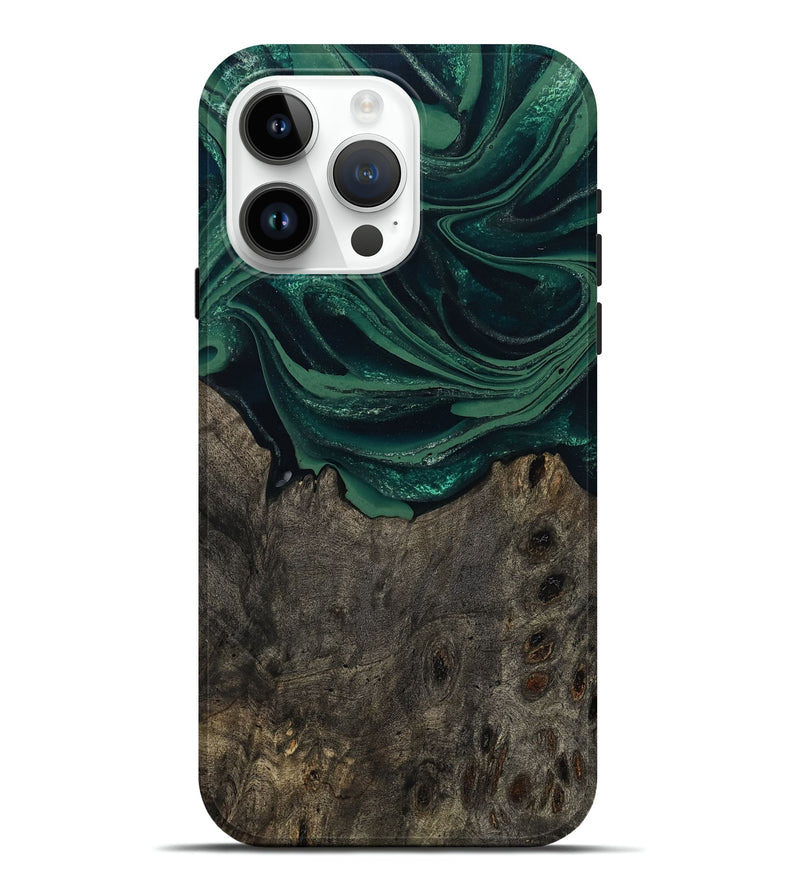 iPhone 15 Pro Max Wood Live Edge Phone Case - Josue (Green, 802069)