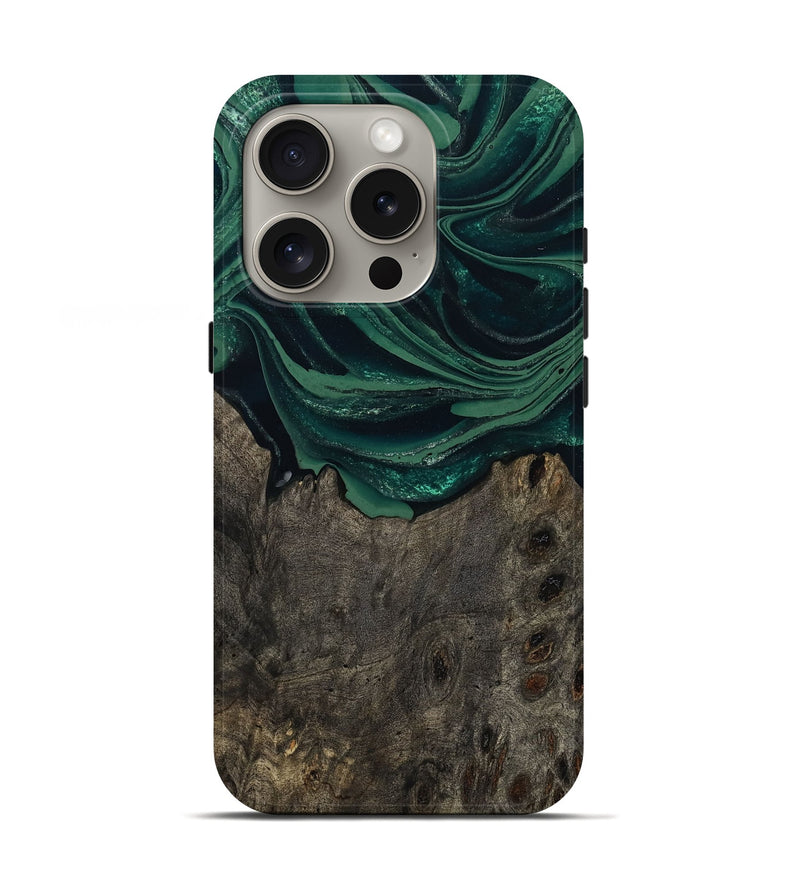 iPhone 16 Pro Wood Live Edge Phone Case - Josue (Green, 802069)