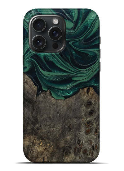 iPhone 16 Pro Max Wood Live Edge Phone Case - Josue (Green, 802069)