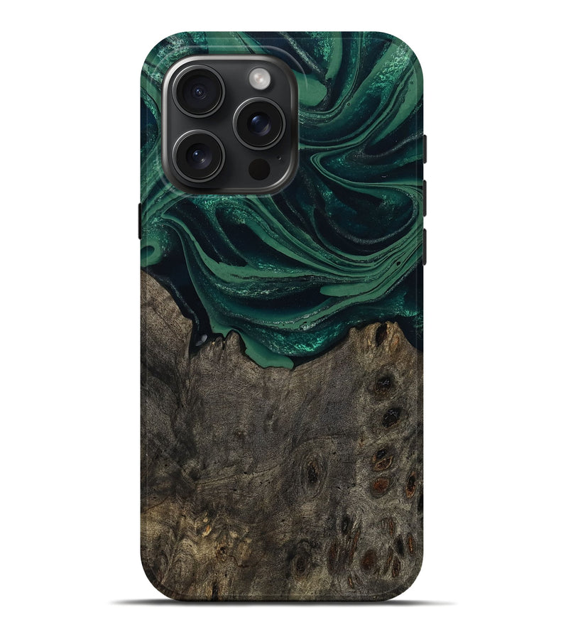 iPhone 16 Pro Max Wood Live Edge Phone Case - Josue (Green, 802069)