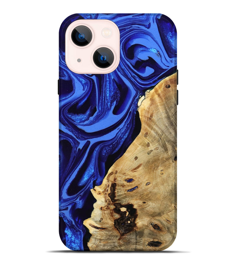 iPhone 14 Plus Wood Live Edge Phone Case - Karma (Blue, 802070)