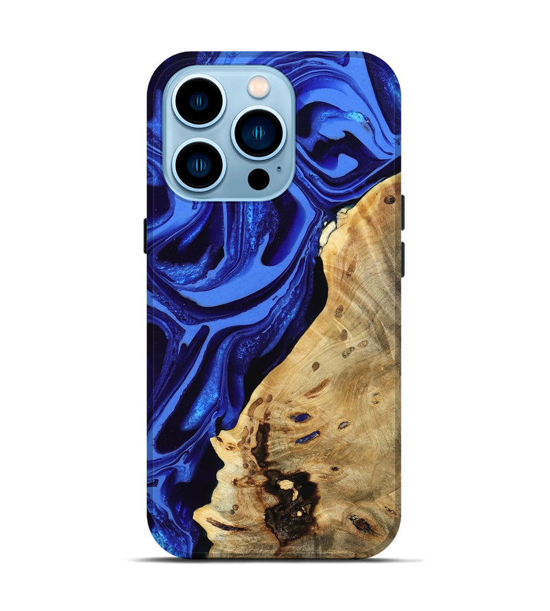 iPhone 14 Pro Wood Live Edge Phone Case - Karma (Blue, 802070)
