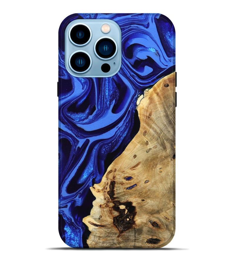 iPhone 14 Pro Max Wood Live Edge Phone Case - Karma (Blue, 802070)