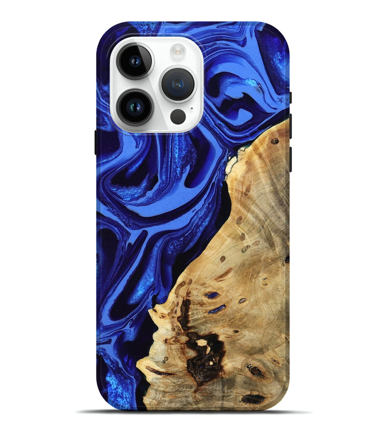 iPhone 15 Pro Max Wood Live Edge Phone Case - Karma (Blue, 802070)