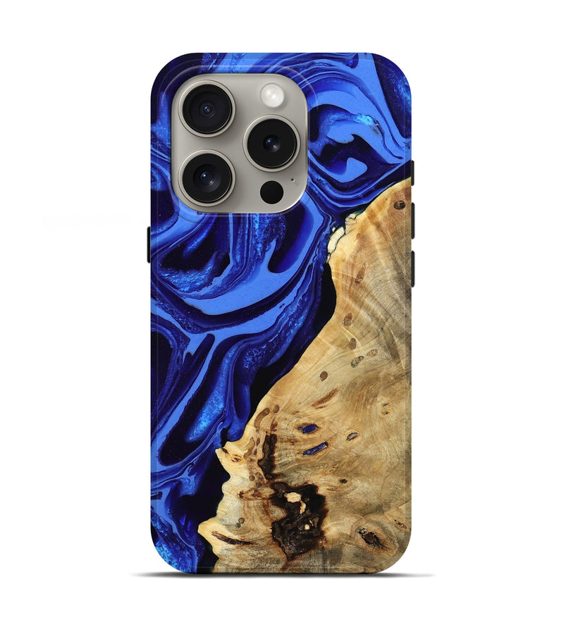 iPhone 16 Pro Wood Live Edge Phone Case - Karma (Blue, 802070)