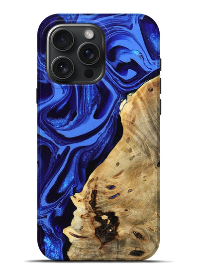 iPhone 16 Pro Max Wood Live Edge Phone Case - Karma (Blue, 802070)
