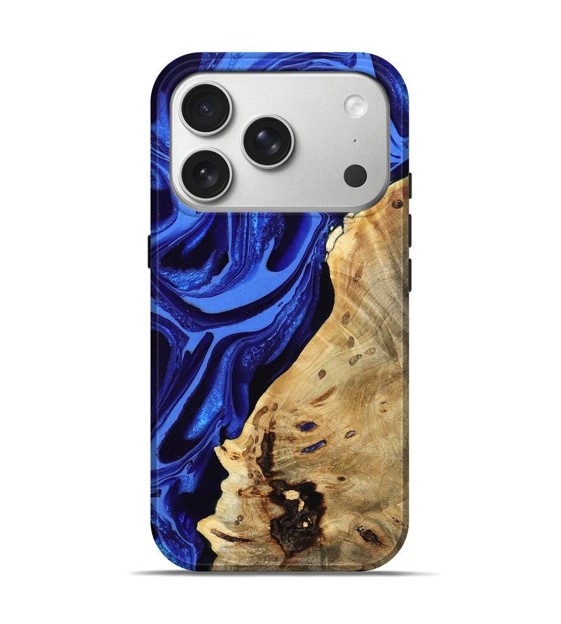 iPhone 17 Pro Wood Live Edge Phone Case - Karma (Blue, 802070)