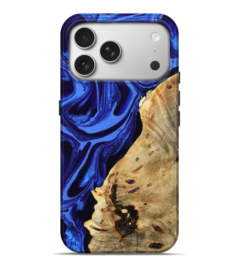 iPhone 17 Pro Max Wood Live Edge Phone Case - Karma (Blue, 802070)