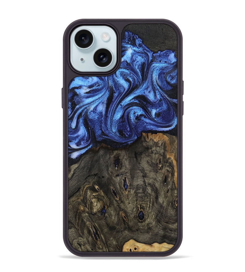 iPhone 15 Plus Wood Phone Case - Jess (Blue, 802072)
