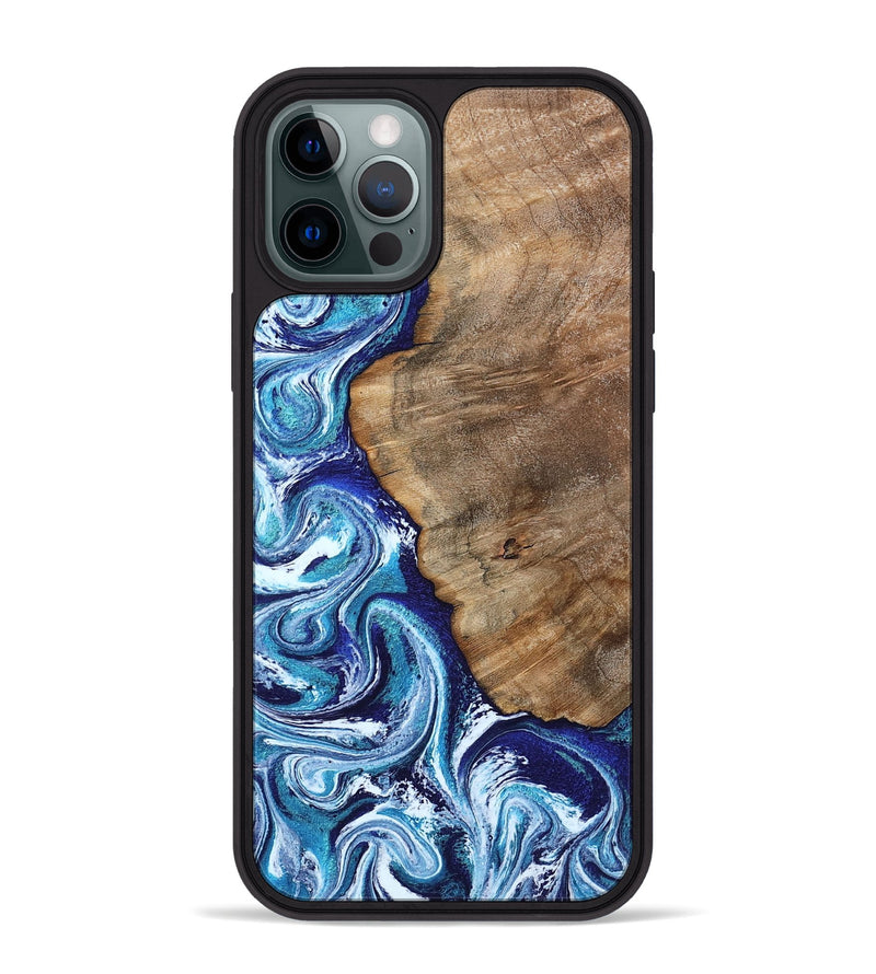 iPhone 12 Pro Max Wood Phone Case - James (Blue, 802073)