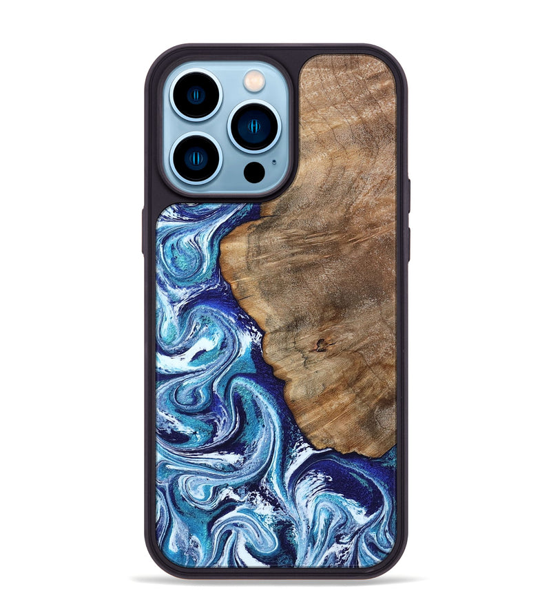 iPhone 14 Pro Max Wood Phone Case - James (Blue, 802073)