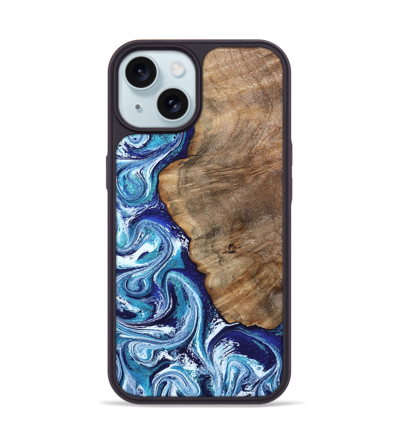 iPhone 15 Wood Phone Case - James (Blue, 802073)