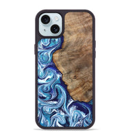 iPhone 15 Plus Wood Phone Case - James (Blue, 802073)