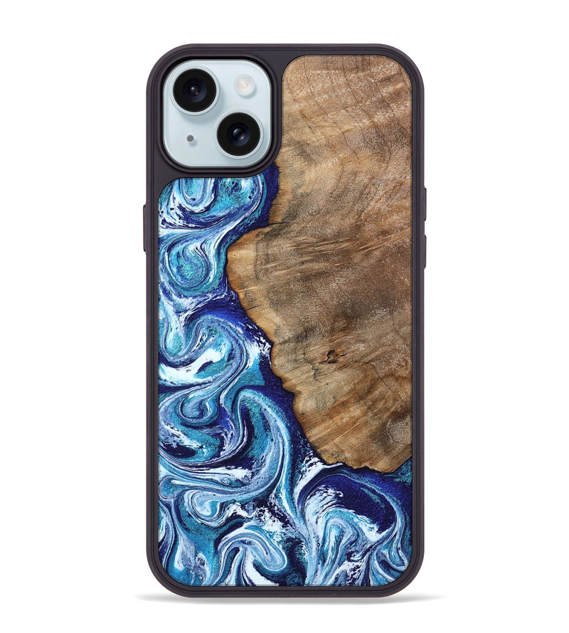iPhone 15 Plus Wood Phone Case - James (Blue, 802073)