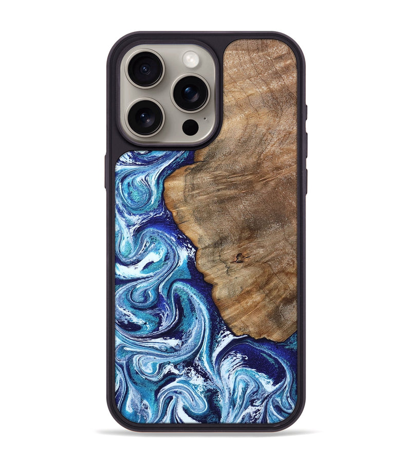 iPhone 15 Pro Max Wood Phone Case - James (Blue, 802073)