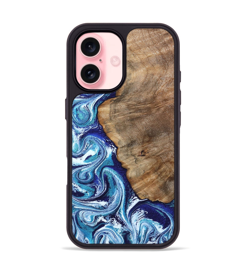 iPhone 16 Wood Phone Case - James (Blue, 802073)