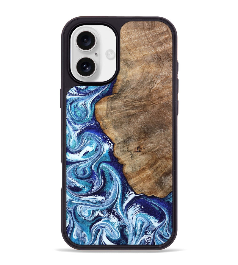 iPhone 16 Plus Wood Phone Case - James (Blue, 802073)