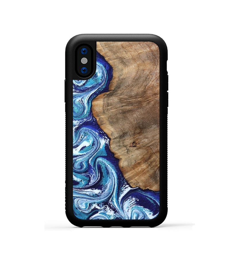 iPhone Xs Wood Phone Case - James (Blue, 802073)
