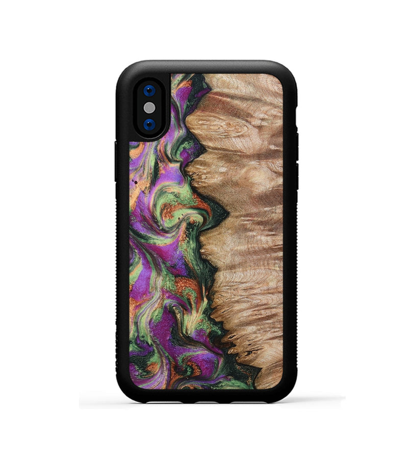 iPhone Xs Wood Phone Case - Ally (Green, 802075)