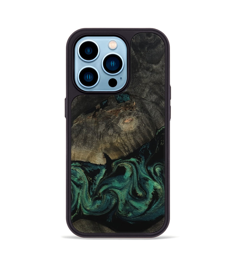 iPhone 14 Pro Wood Phone Case - Delaney (Green, 802076)