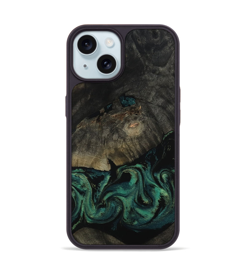 iPhone 15 Wood Phone Case - Delaney (Green, 802076)