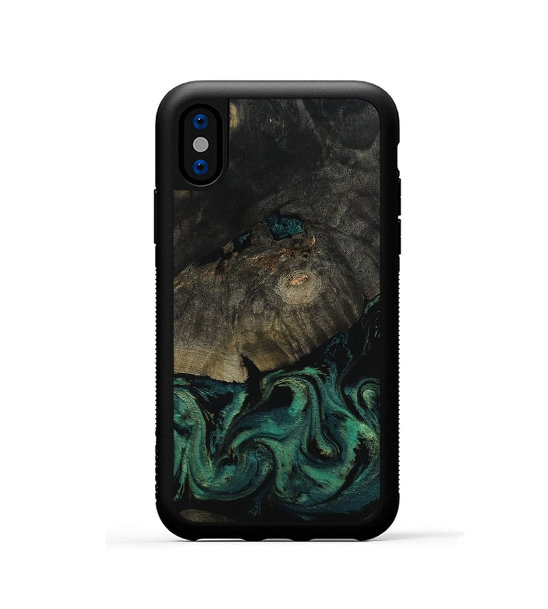 iPhone Xs Wood Phone Case - Delaney (Green, 802076)