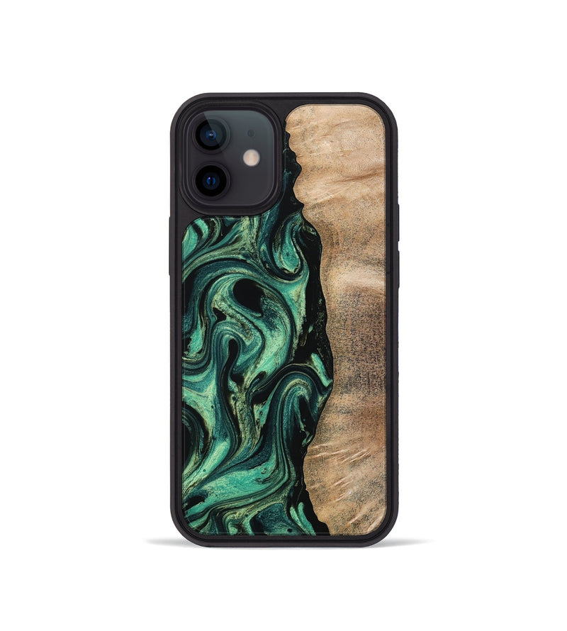 iPhone 12 mini Wood Phone Case - Ingrid (Green, 802077)