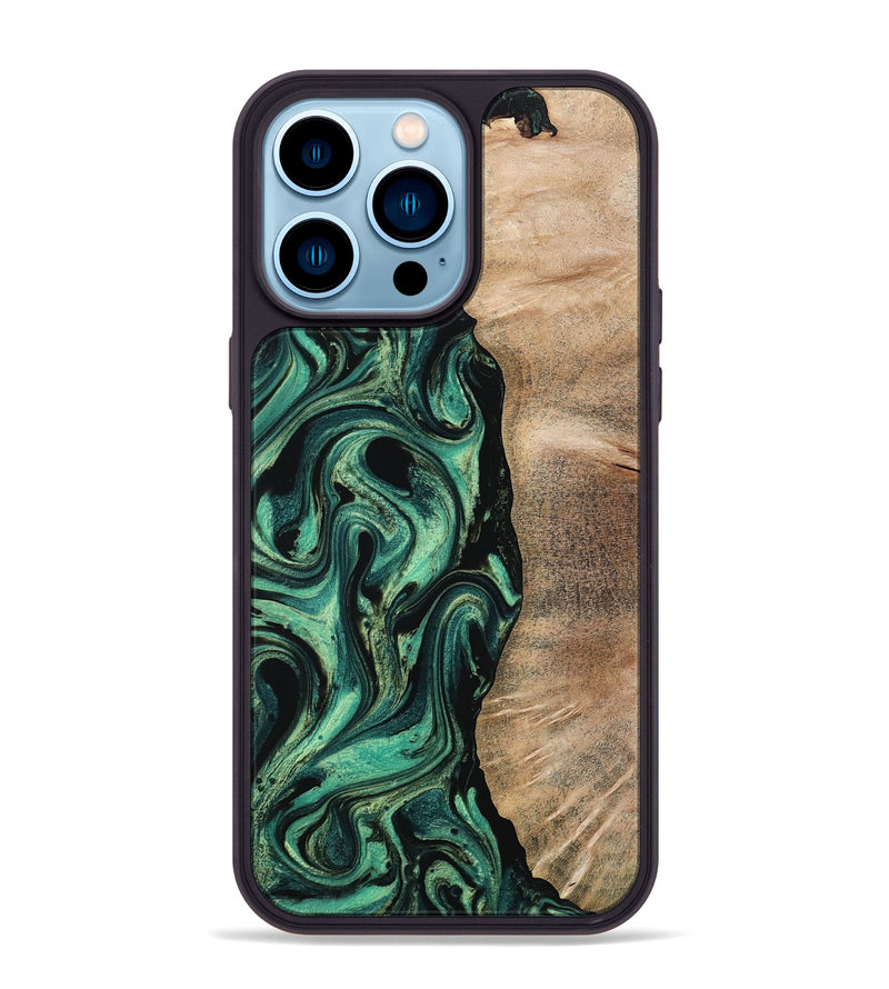 iPhone 14 Pro Max Wood Phone Case - Ingrid (Green, 802077)