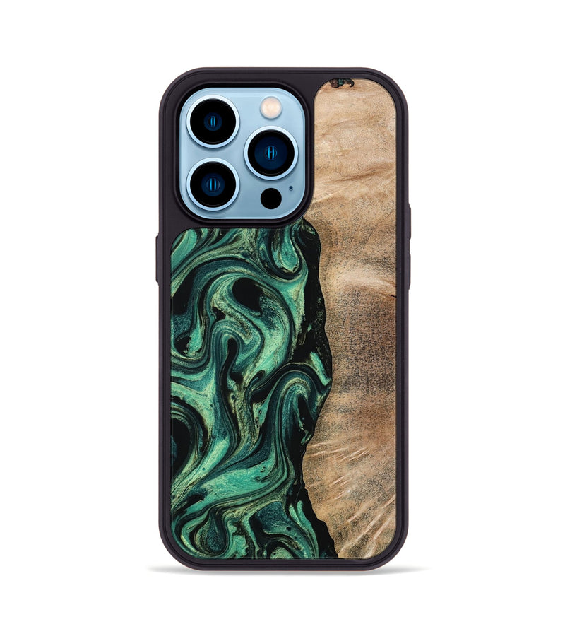 iPhone 14 Pro Wood Phone Case - Ingrid (Green, 802077)