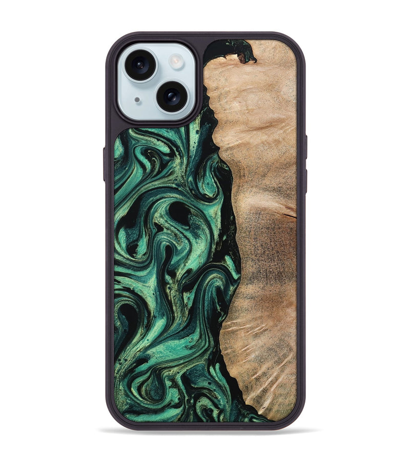 iPhone 15 Plus Wood Phone Case - Ingrid (Green, 802077)