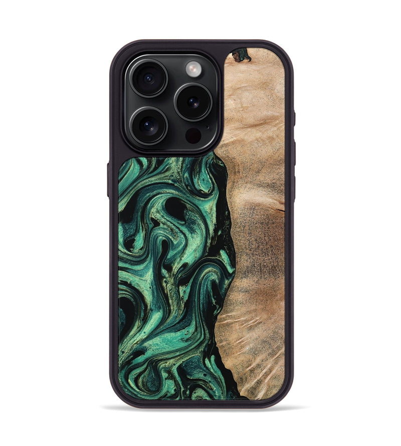 iPhone 15 Pro Wood Phone Case - Ingrid (Green, 802077)