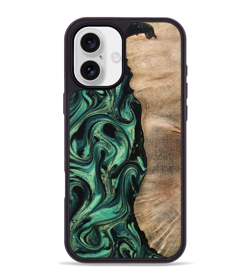 iPhone 16 Plus Wood Phone Case - Ingrid (Green, 802077)