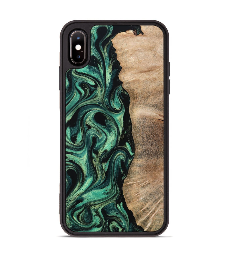 iPhone Xs Max Wood Phone Case - Ingrid (Green, 802077)