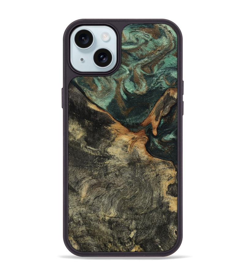 iPhone 15 Plus Wood Phone Case - Natalie (Green, 802078)