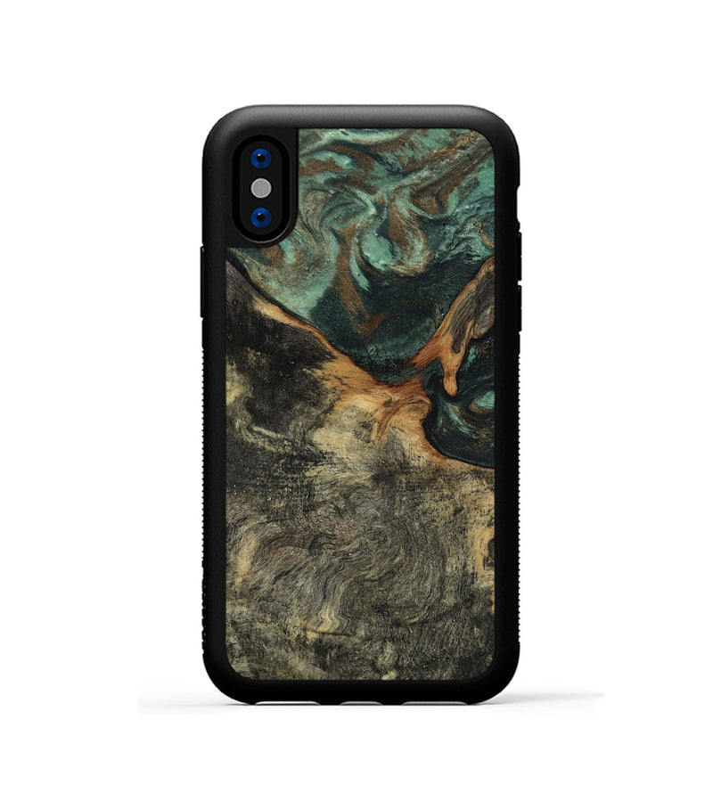 iPhone Xs Wood Phone Case - Natalie (Green, 802078)
