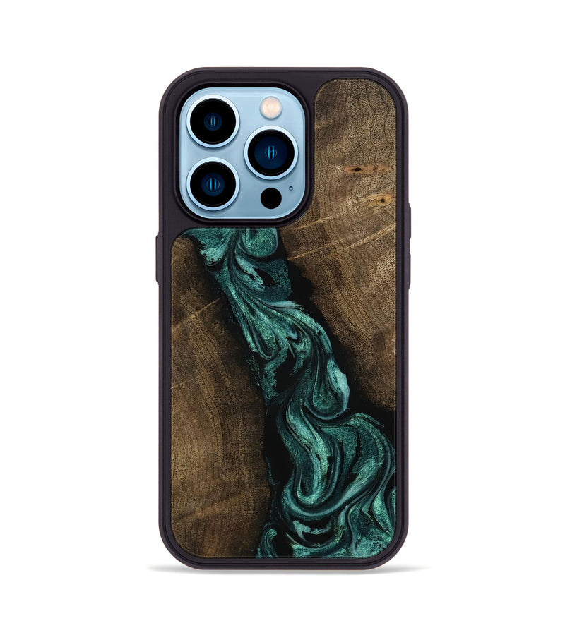 iPhone 14 Pro Wood Phone Case - Bernice (Green, 802080)