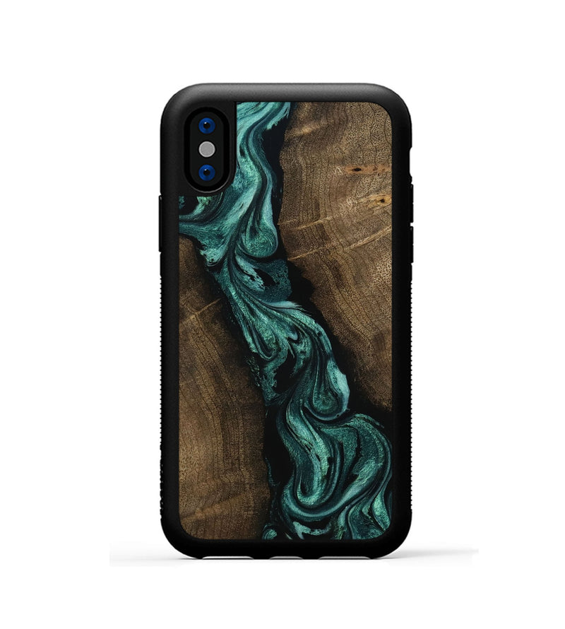 iPhone Xs Wood Phone Case - Bernice (Green, 802080)