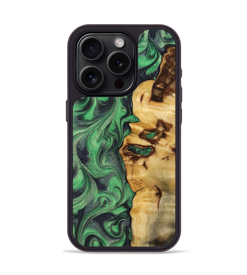 iPhone 15 Pro Wood Phone Case - Kevin (Green, 802081)