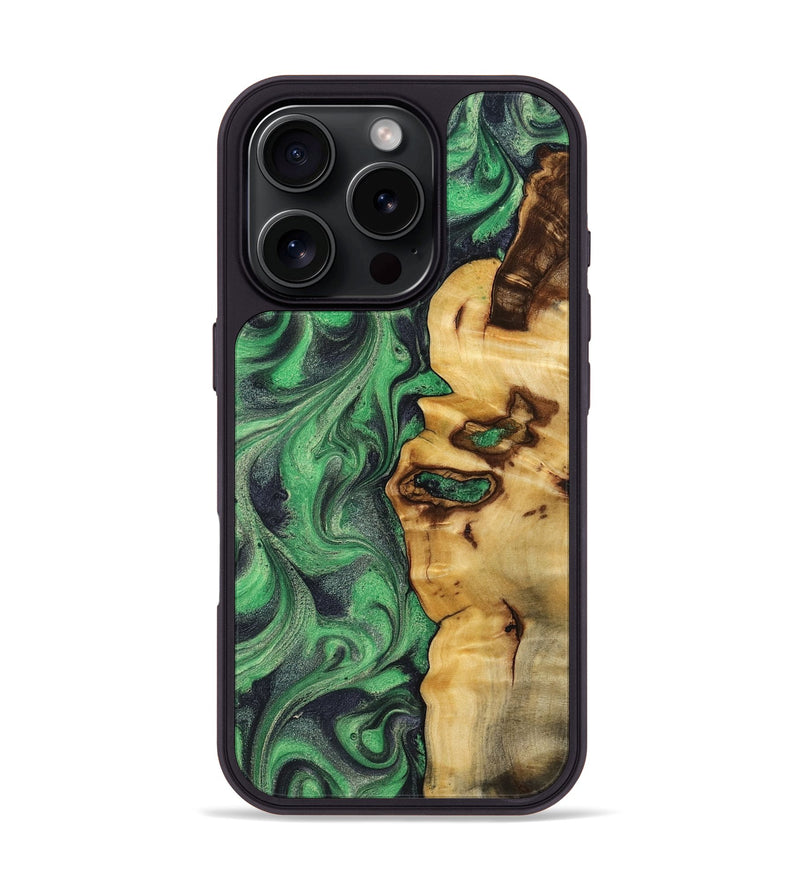 iPhone 16 Pro Wood Phone Case - Kevin (Green, 802081)
