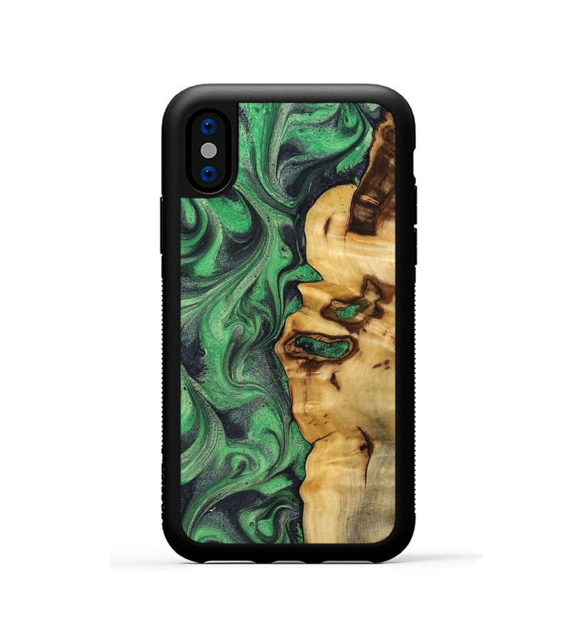 iPhone Xs Wood Phone Case - Kevin (Green, 802081)