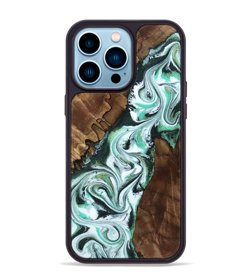 iPhone 14 Pro Max Wood Phone Case - Shirley (Green, 802084)