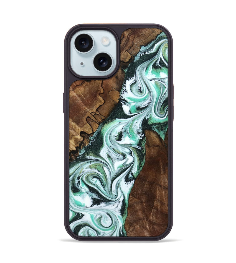 iPhone 15 Wood Phone Case - Shirley (Green, 802084)