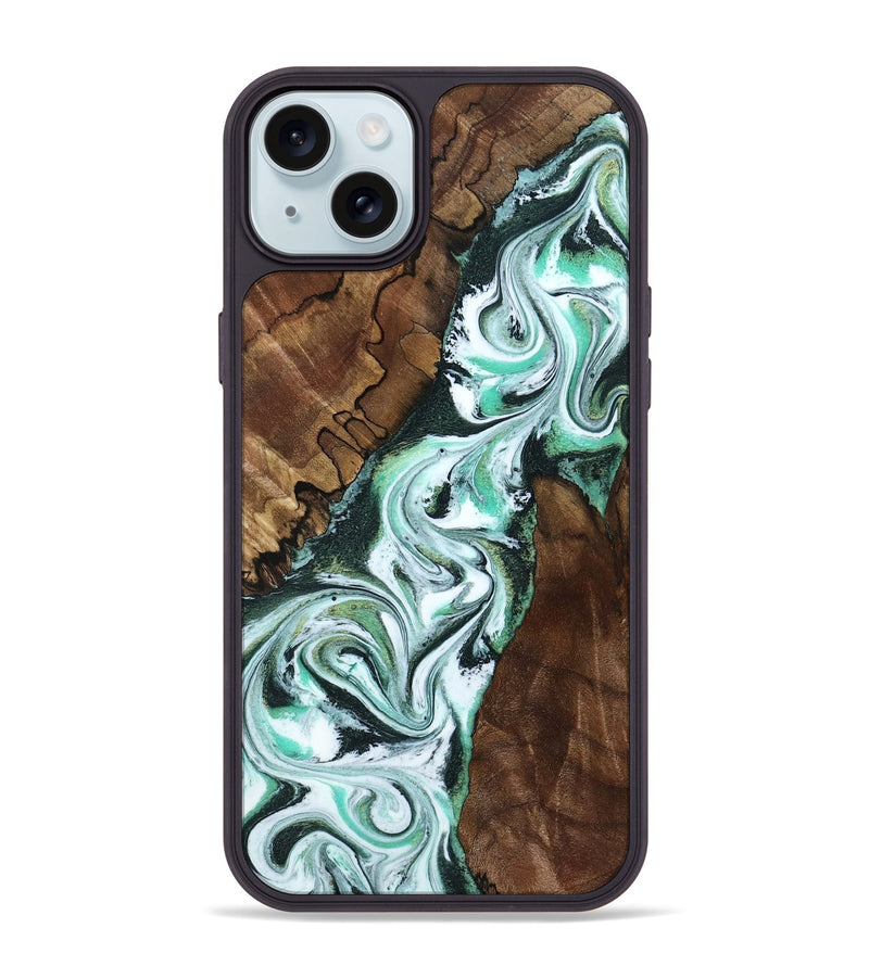 iPhone 15 Plus Wood Phone Case - Shirley (Green, 802084)