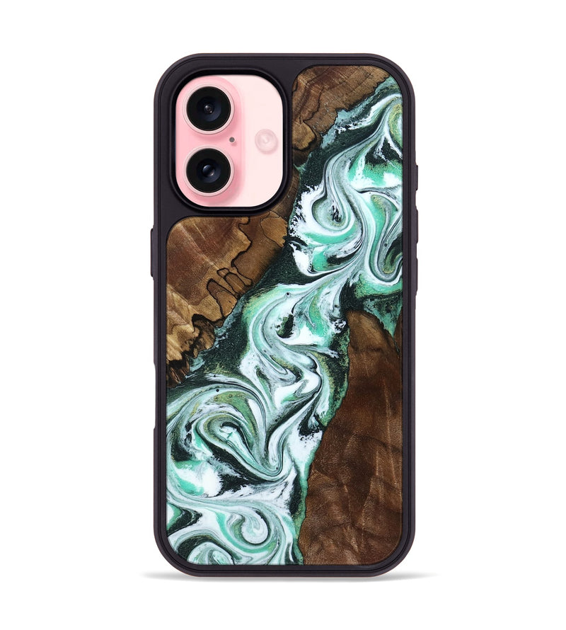 iPhone 16 Wood Phone Case - Shirley (Green, 802084)