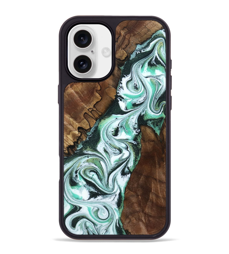 iPhone 16 Plus Wood Phone Case - Shirley (Green, 802084)