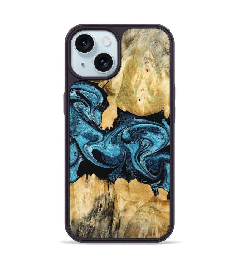 iPhone 15 Wood Phone Case - Sutton (Blue, 802104)