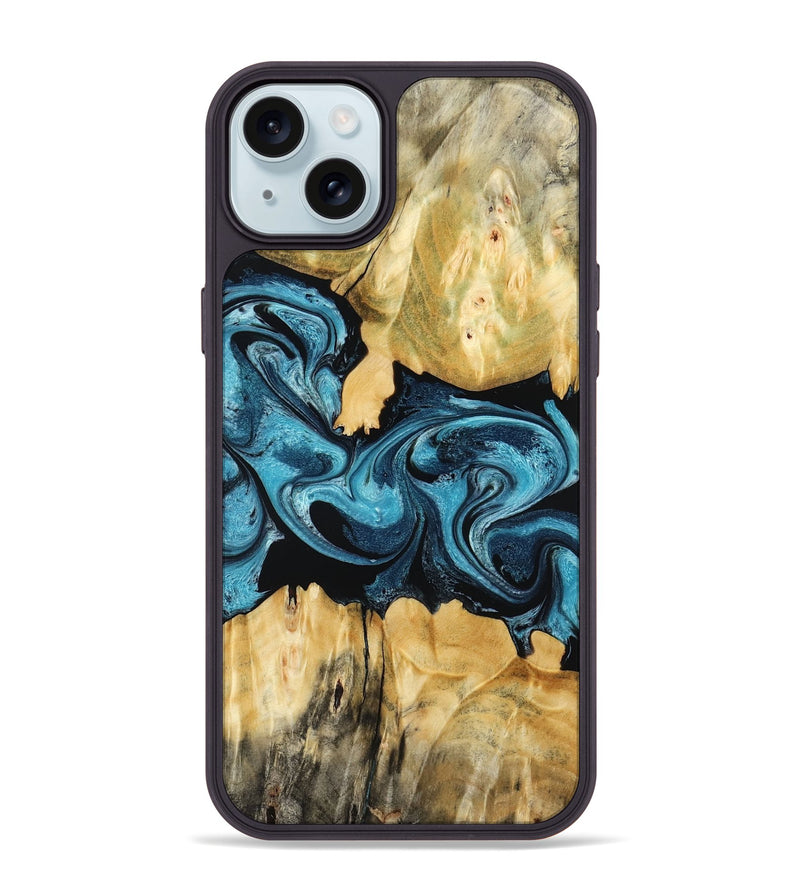 iPhone 15 Plus Wood Phone Case - Sutton (Blue, 802104)
