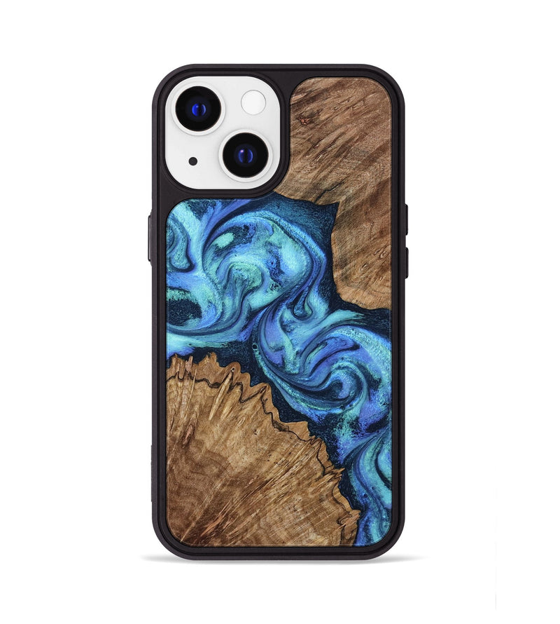 iPhone 13 Wood Phone Case - Enoch (Blue, 802105)