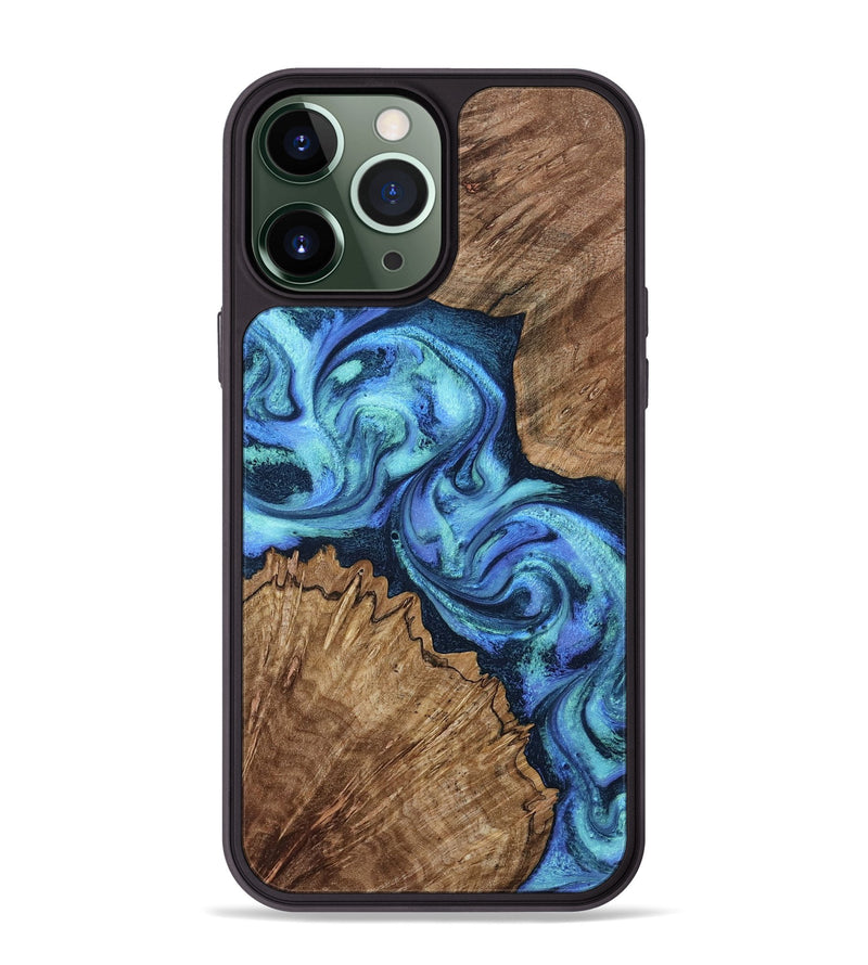 iPhone 13 Pro Max Wood Phone Case - Enoch (Blue, 802105)