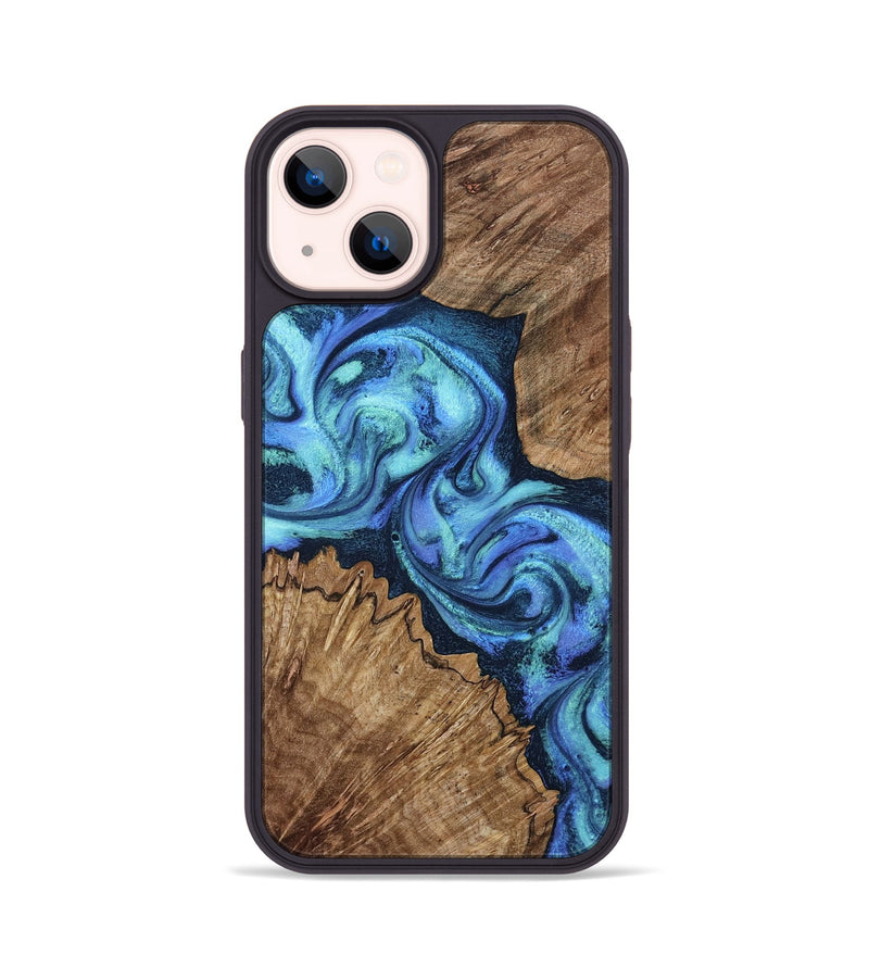 iPhone 14 Wood Phone Case - Enoch (Blue, 802105)